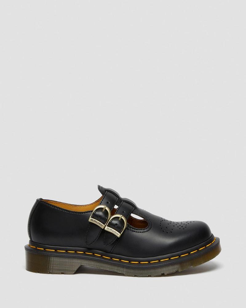 Women's Dr Martens 8065 Smooth Leather Mary Jane Shoes Black | AU 334JPQ